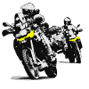 two motorcycles in action