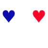 Hearts blue white red