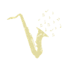 Saxophone with musical notes