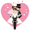 Les mariés à moto - Rose