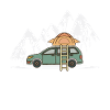Camping Auto mit Dachzelt