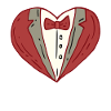 Tuxedo suit surrogate heart t-shirt