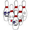 Zerstörte Bowling Bowlingkugel Kegel Kegeln