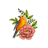 Bird in flowers, nature
