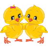 Deux poussins souriants mignons