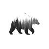 Brown Bear - Forest Double Exposure Effect
