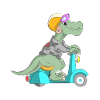 Dino T-Rex on the moped