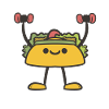 Taco trains with dumbbell