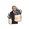 Vladimir Poutine avec les bras en lettres blanches