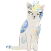 Chat floral bleu