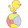 Duckling on beach ball