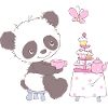 Cute little panda with cupcakes