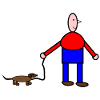 Humorous animal and human drawing