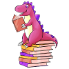 Dino reads books