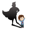 Enfant avec ombre de super-héros