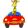 Giraffe driving car