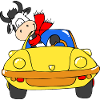 Cow driving car