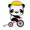 Panda bear with bicycle