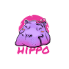 Hippopotame mignon avec nœud rose