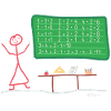 Teacher student stickman calculating math