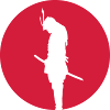 Japan Samurai Warrior - silhouette (Japan flag)