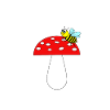 Bee on fly agaric