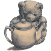 Teddy bear with teapot