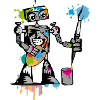 A robot with a brush