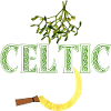 celtic lettering with mistletoe and sickles