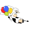 Cow Flying with Balloons