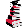Bücherstapel mit Doktorhut