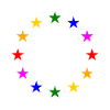 EU stars in rainbow colours