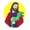 Gesù con Dino tra le sue braccia - T-Rex e Cristo
