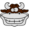 Crazy grinning cow