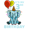 Cute 3rd Third Birthday Elephant