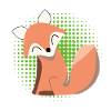 Smiling fox in halftone