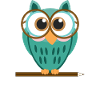 Eule mit Brille und Bleistift