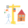 House building stick figure real estate crane architect