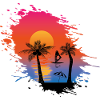 Beach palm trees sea