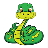 Baby Snake Cartoon verde carino