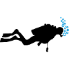 Taucher Luftblasen