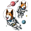 Niedliche Corgi-Hunderaum-Astronauten