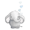 Baby elephant with hearts