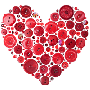 Red Button Heart Print