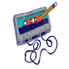 Cassette and pencil funny design
