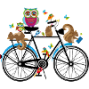 Waldtiere auf einem Fahrrad