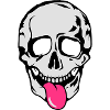 A skull stretched tongue out