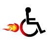 Wheelchair user with flames #