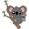 koala kawaii with newborn baby