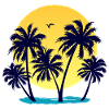Palm trees, beach and sunset